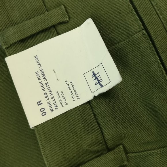 Raw hem Wide leg Sailor pant in Army Green Utility sz 00 Regular 98%cotton NEW - Picture 3 of 13